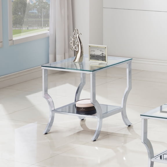 Newboti Furniture Porch & Den Chrome Glass Square Top End Table BN.4481