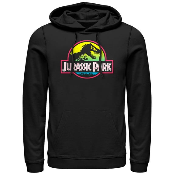 Men's Jurassic Park T Rex Logo  Pull Over Hoodie Black 3X Large