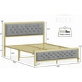 thumbnail image 2 of Homhougo Full Size Bed Frame, Velvet Upholstered Platform Bed with Button Tufted Headboard, Heavy Duty Metal Mattress Foundation and Metal Slats, No Box Spring Rquired (Grey, Full), 2 of 6