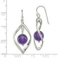 thumbnail image 3 of 925 Sterling Silver Twist Dangle Amethyst Earrings; for Adults and Teens; for Women and Men, 3 of 3