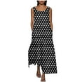 thumbnail image 2 of Cagogo Women Casual Loose Polka Dots Flowy Swing Maxi Long Aline Sundress Under $10 Summer Sleeveless Wedding Guest Dresses Round Neck Sexy Black Church Dress, 2 of 5