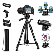 TIKBBRMG Camera Tripod, 67'' Tripod for Camera Phone Video Recording, Professional Tripod Stand with Carry Bag and Phone Holder * 3, Lightweight Travel DSLR Tripod for Smartphone Live Streaming Vlog