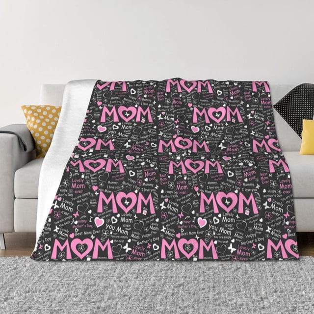 Fotbe Lovely Mom Ever Manta de Franela con Estampado, Manta Ultrasuave para Cama, Sofá, Auto, Hipoalergénica y Antibolitas-50"x40"