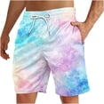 thumbnail image 2 of Ftwytp Swim Trunks for Men Elastic Waist Plus Size Beach Holiday Swim Shorts Casual Running Drawstring Colorful Tie Dye Print Board Shorts with Pockets, 2 of 4