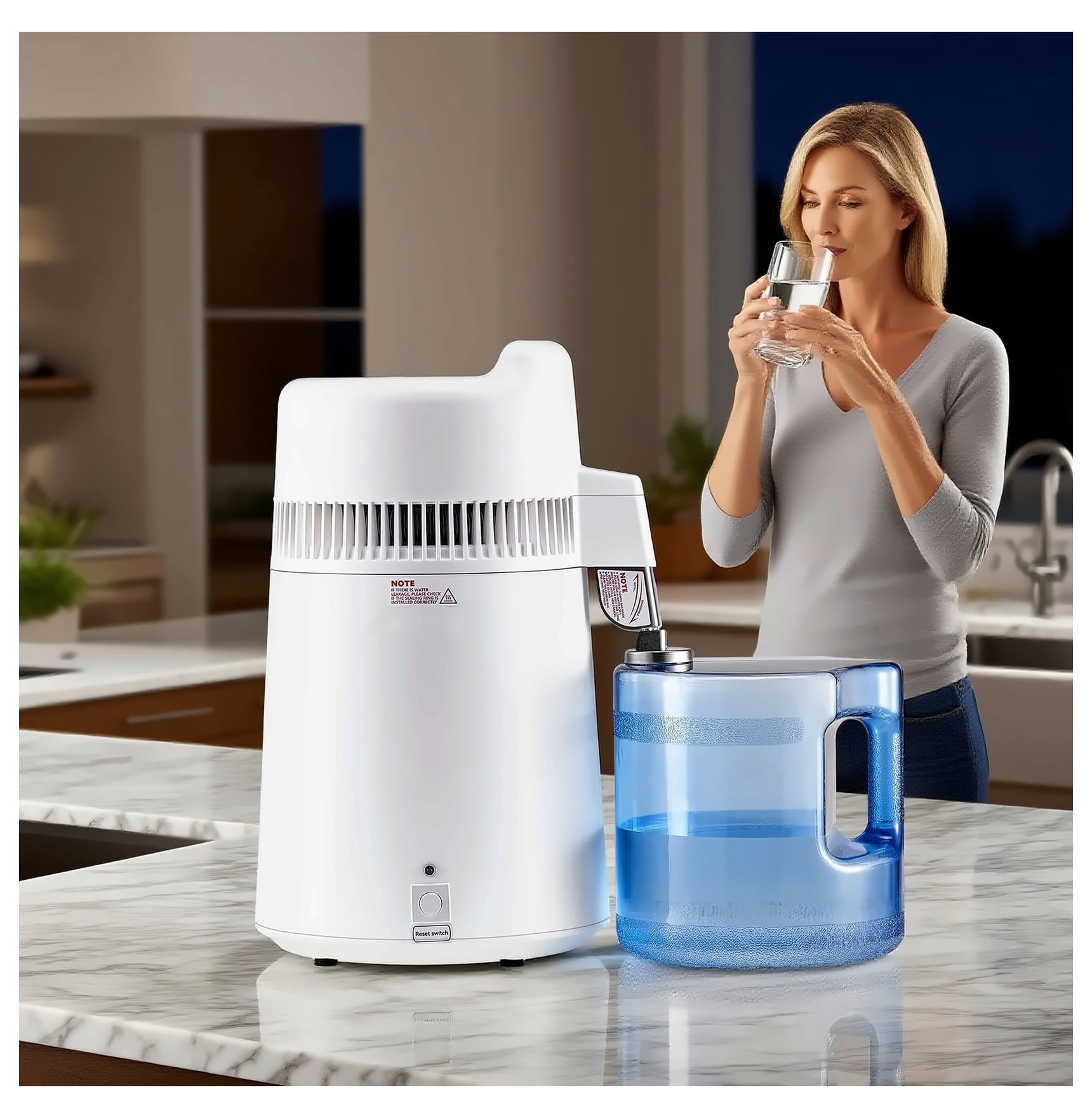6L Water Distiller Home Countertop Purifier Machine 900W Plastic Stainless Steel