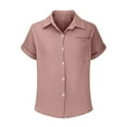 thumbnail image 6 of Ltctricy Women's Button down Shirts Short Sleeve Collared Pleated Business Casual Work Blouses Trendy Summer Tops, 6 of 7
