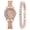 Rose Gold, variant on 2Pcs/Set Women Quart Watch Shiny Rhinestones Circular Dial High Precision Movement Wristwatch with Bracelet