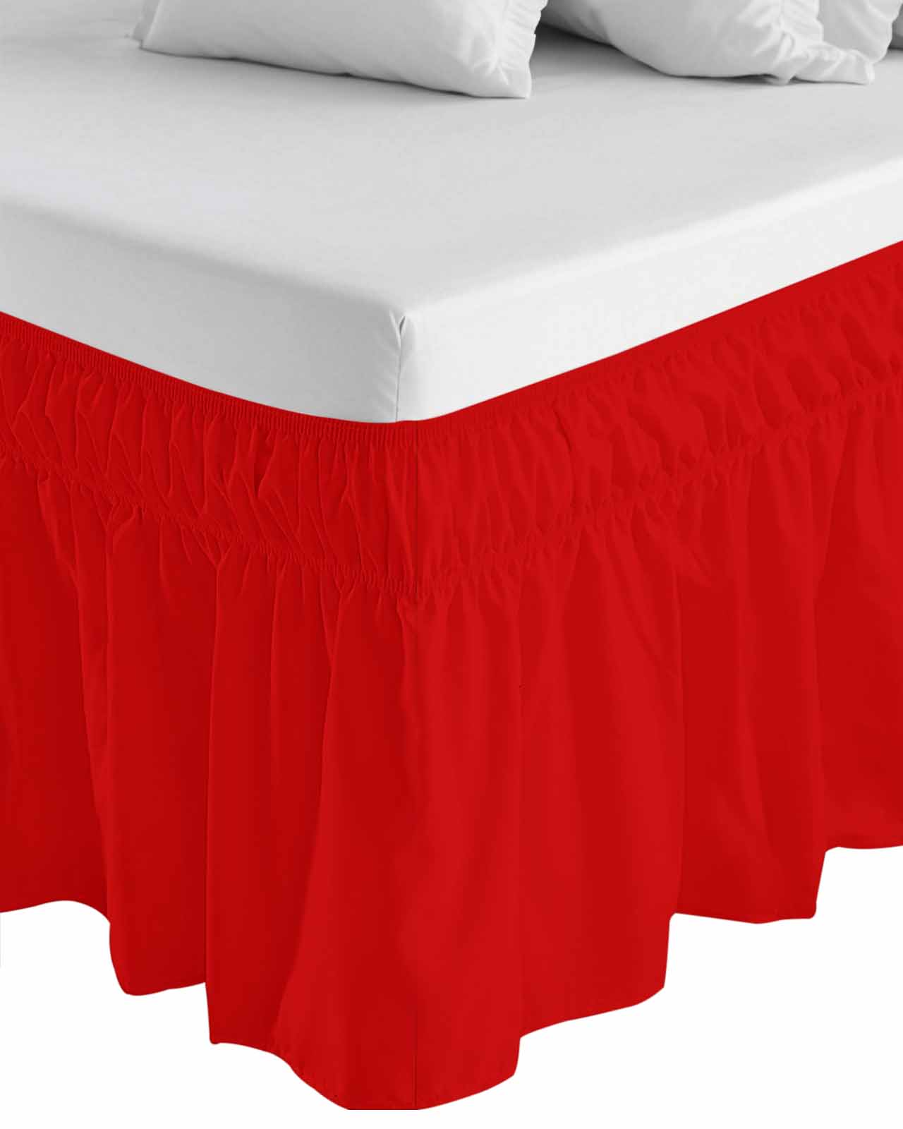 Christmas Red Bed Skirt California King Size 16&nbsp;Inch Drop, Wrap Around Dust Ruffle Bedskirts, Wrinkle & Fade Resistant Easy Fit Bedskirt with Adjustable Elastic