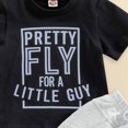 thumbnail image 3 of Kaprioy Boys Summer Outfits Short Sleeve Letter pretty fly for a little guy Print T Shirt Top Casual Shorts Set Toddler Baby Boy Summer Clothes 2 Piece Outfit, 3 of 5