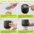 thumbnail image 4 of Mason Jar Vacuum Sealer Kit, Cordless Electric Vacuum Sealer for Jars with Wide-Mouth and Regular-Mouth Jar Lids and Time Display Screen, Used for Food Storage/Food Fermentation/Canned Fruits, 4 of 8
