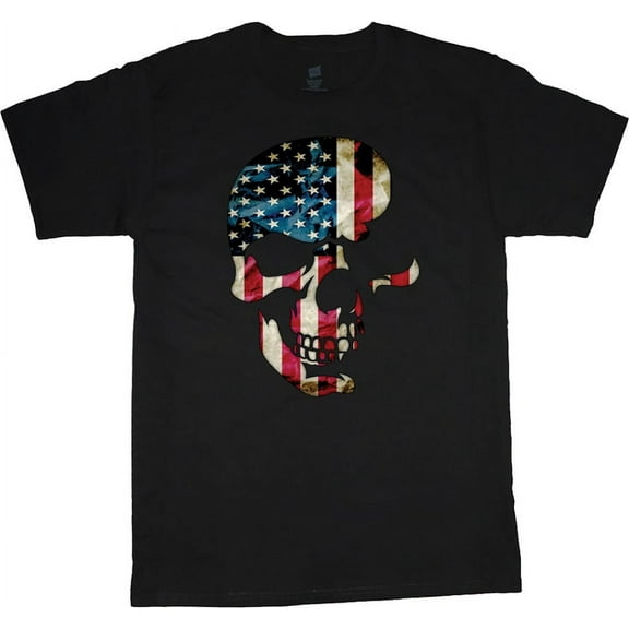 American Flag Patriotic Skull T-shirt Mens Graphic Tees