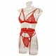 thumbnail image 2 of Conjunto de lencería de encaje hueco, transpirable, ajustado, elegante y de moda, traje de lencería para mujer, rojo, traje de lencería rojo M, 2 of 12