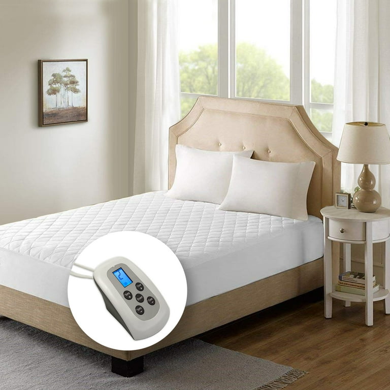 Heated Mattress Pad Queen White Dual Temperature Dual Controllers