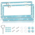 thumbnail image 1 of YOPTOP 2PCS Bling Car License Plate Frame  Sparkly Rhinestone Stainless Steel License Plate Cover/Holder  Universal for Most Cars  SUVs  Vehicles with Screw Set  Auto Accessories for Wome,lightblue, 1 of 14
