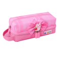 thumbnail image 2 of Estuche para lápices de gran capacidad con almacenamiento en capas, decoración de lazo, tela Oxford, estuche de papelería para niñas, escuela, color rosa, 2 of 12