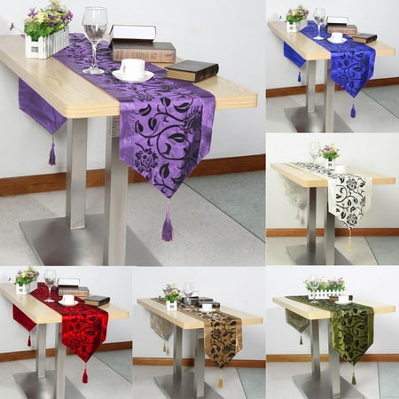 Christmas Dinner Bolton Fashion Flocked Damask Floral Table Runner Raised Flower Blossom Tablecloth Cover Wedding Xmas Dinner Party Banquet Coffee Holiday Kitchen Home Hotel Decorations, 12 x 79inch, 9 Colors ()