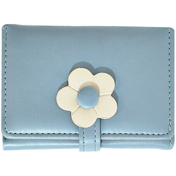 PAMINGONO Compact Wallet for Teens Sky-Blue Pu Leather 1Pcs
