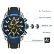 MEGIR Mens Watches Luxury Sports Wristwatch Luminous Date Quartz Chronograph Silicone Strap 2144