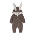 thumbnail image 2 of UACY Baby Cute Bunny Ear Onesie Jumpsuit Fuzzy Warm Fleece Sherpa Bed Romper Animal Zip up Furry Warm Fall Winter Outfit (Brown, 0-3 Months), 2 of 5