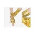 thumbnail image 3 of INSPIRE CHIC Women's Sparkle Sequin Arm Warmers Wrist Cover Fingerless Gloves Arm Sleeve for Disco Party Gold, 3 of 6