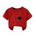 thumbnail image 4 of Girls Short Sleeve T-Shirts Casual Loose Fit Heart Print Crewneck Basic Graphic Tees for Kids 5-14 Years, 4 of 4
