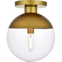 Eclipse 1 Light Flush Mount Ceiling Light with Clear Glass, Brass