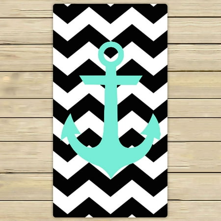 Anchor Bath Towels ZKGK Anchor On Zig Zag Chevron Hand Towel Bath Towels Beach Towel For Home Outdoor Travel Use Size 30x56 Inches ()
