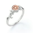 thumbnail image 3 of JeenMata 0.50 Carat Round Peach Pink Created Morganite Solitaire Engagement Ring - Nature Inspired Ring - Bohemian Ring - 18k White Gold over Silver, 3 of 6