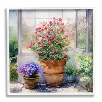 Summer Greenhouse Garden Blooms Botanical & Floral Painting White Framed Art Print Wall Art