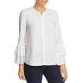 thumbnail image 4 of Design History Ruffle Bell Sleeve Blouse (White, M), 4 of 5