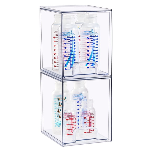 Sorbus Tall Stackable Acrylic Storage Drawers, Clear Baby Organizer Bins, 2-Pack