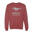 thumbnail image 2 of Wild Bobby, Ford Mustang Logo 50 Years Vintage Emblem, Cars and Trucks, Unisex Crewneck Graphic Sweatshirt, Vintage Heather Red, 3X-Large, 2 of 4