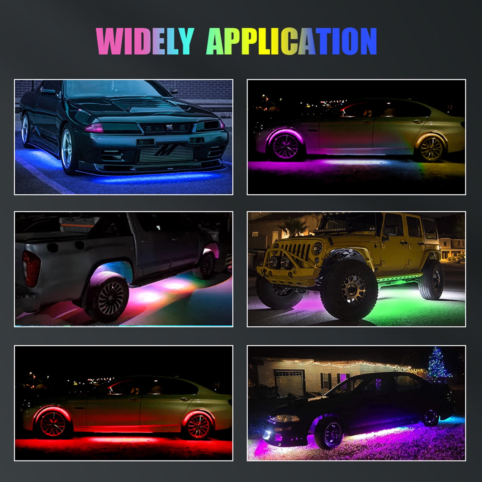 Multicolor LED Lights Lights LED Rock Lights 8pcs Multicolor LED Lights Brightness Adjustment Waterproof with APP BT Sync with Music Function for SUV ATV UTV