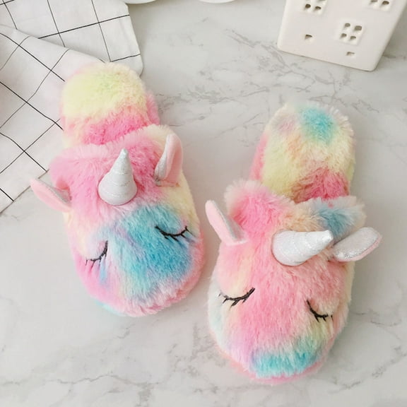 TEHAUX Fabric Home Slippers Unicorn Shape Pink 1 Pair