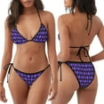 thumbnail image 3 of KLL purple argyle Print Bikini Set for Women,String Two Piece Halter Top Triangle Bikini Set with Tie Side Bottom Sexy Swimsuit Bathing Suits, 3 of 5