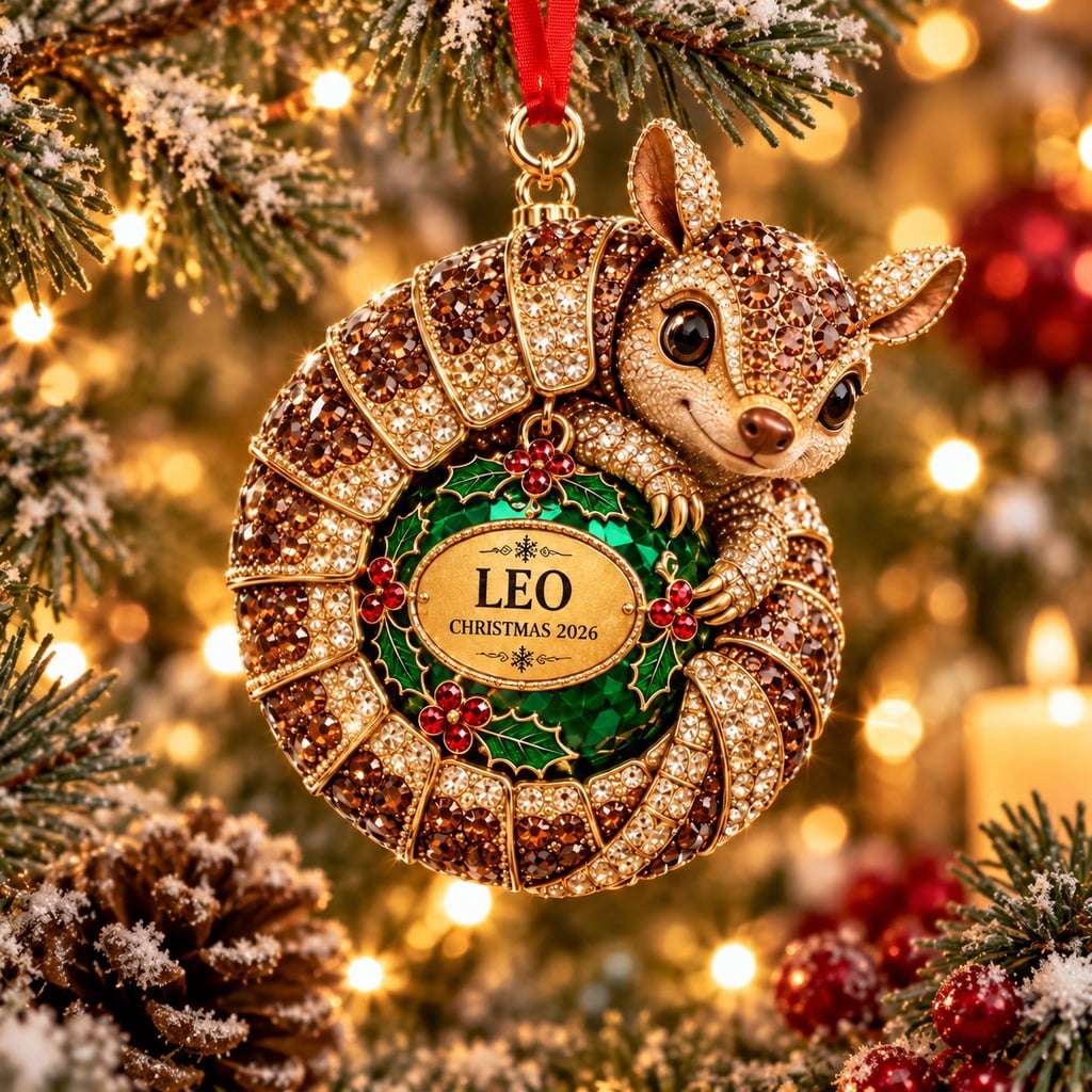 Personalized Jeweled Armadillo Christmas Ornament with Custom Name for ...