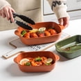 thumbnail image 4 of Cheese Baked Rice Baking Pan Oven Special Utensils Ceramic Bowl Rectangular Double Ear Microwave Plate, 4 of 7
