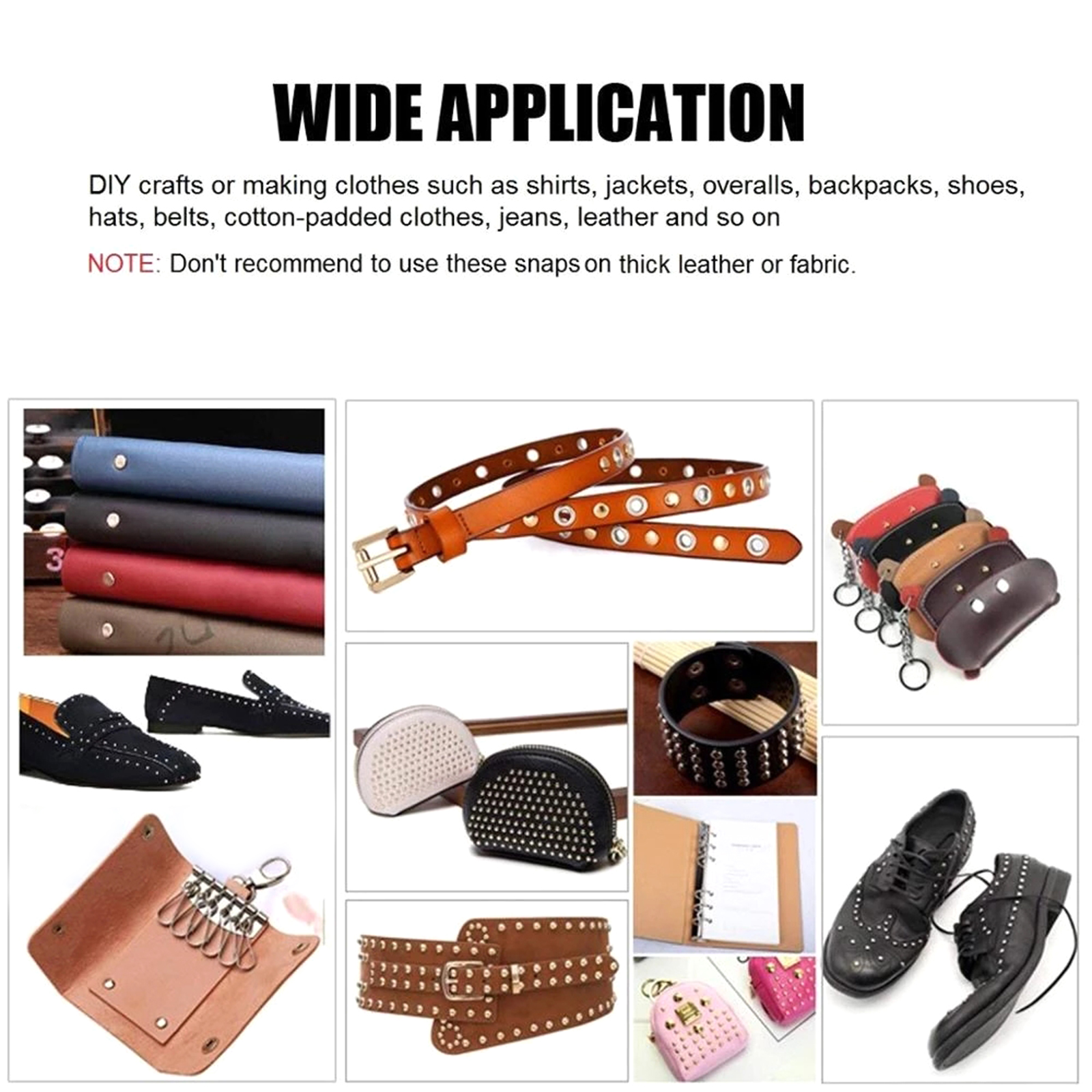Geemin 120 Sets Round Snap Fastener Kit No Need Sew Removable Clothing Snap Buttons