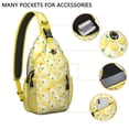 thumbnail image 3 of Fresh Lemon Pattern Lightweight Sling Backpack for Travel and Outdoor Use, Cute Retro Floral Design, Durable Crossbody Bag with Bright Yellow Fruit Print, 3 of 6