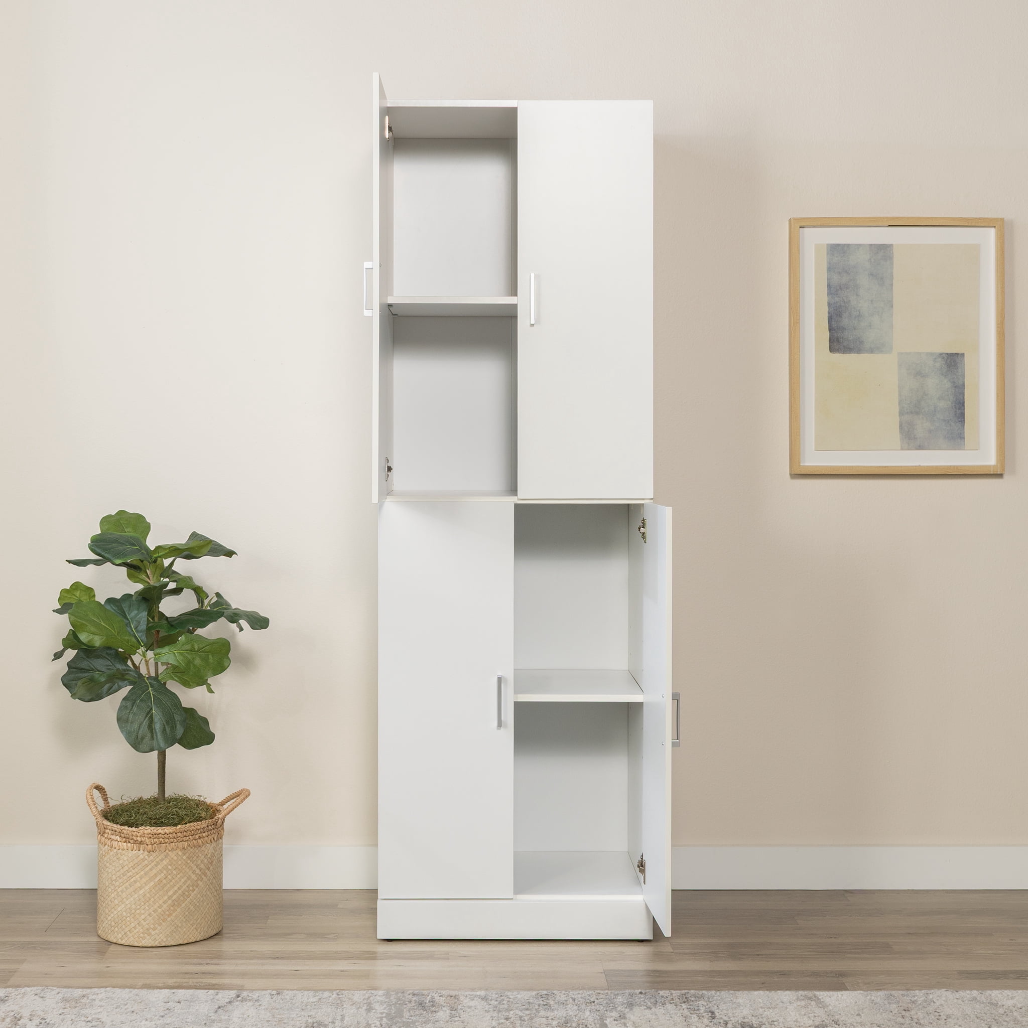Mainstays 72" 4-Door Pantry Cabinet, White Finish