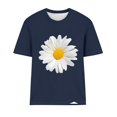 thumbnail image 4 of SDNall Blouses à Col Rond pour Femmes T-Shirts à Manches Courtes Imprimé Fleur de Marguerite, 4 of 9
