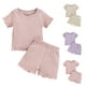 thumbnail image 3 of Odeerbi 6M-4Y Niñas Pijamas de Verano de Algodón de Manga Corta Tops Pantalones Cortos Conjunto Lechuga Suave Trim Sleepwear Two-Conjunto de Pijama de Dos Piezas, 3 of 3
