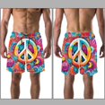 thumbnail image 3 of luoweisi Men's Beach Shorts Quick Dry Swim Trunks with Mesh Lining Peace Sign L, 3 of 5