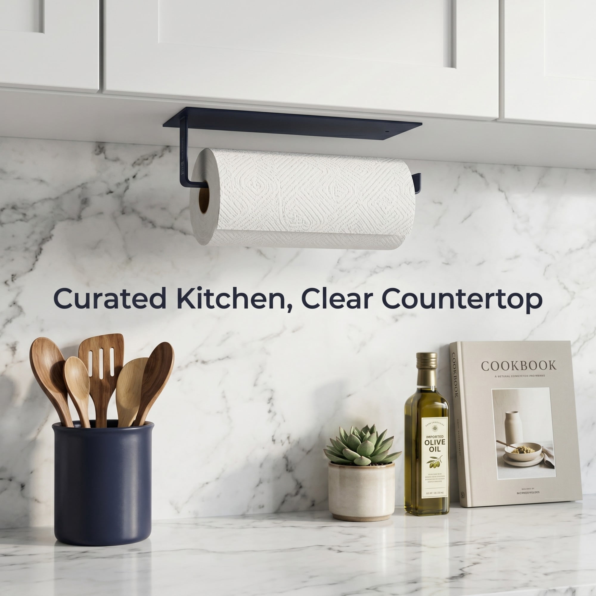 Unique Bargains Wall Mount Paper Towel Holder Stainless Steel White Square 10.8x2.4inch