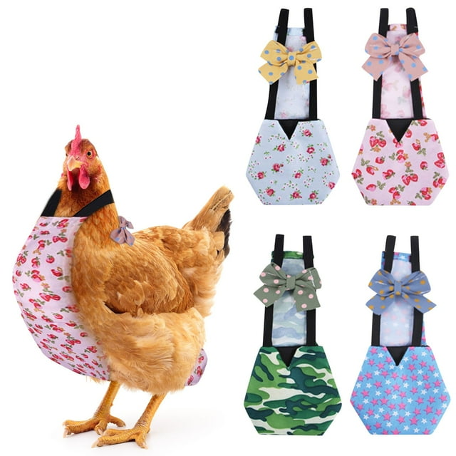 Premium Pet Diapers and Bow Design - Suitable for Ducks, Geese, Chickens, Adjustable Elastic Band, Washable Reusable Fabric, Leak-Proof Inner Pocket (Sky Blue M)