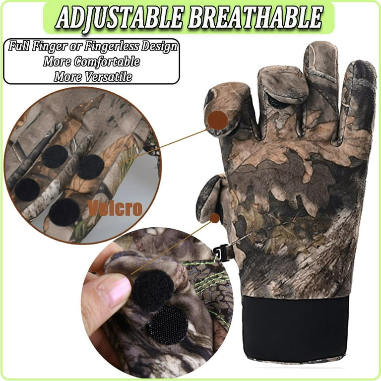 Mens Camo Hunting Gloves Lightweight Full Finger Fingerless Nonslip Fishing  Gloves Breathable Touchscreen Gloves for Fishing Hiking Hunting Outdoor