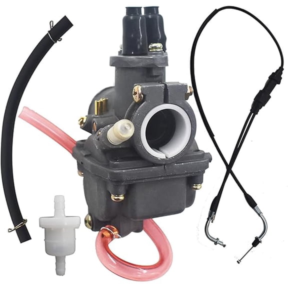 Carburetor with Air Filter and Throttle Cable Replacement Compatible with Yamaha PW80 1983–2006, Easy Cold Start Dirt Bike Carb for Trail Riding