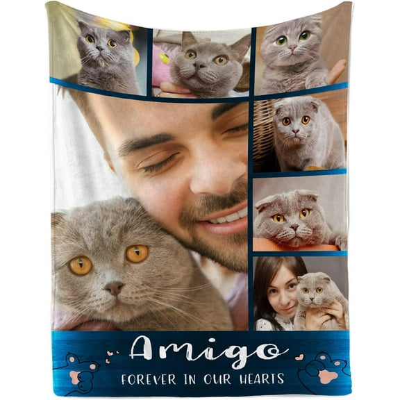 Custom Blanket with Photo Text Personalized Throw Blankets, Customized Picture Blanket Baby Fathers Mothers Friends Lovers Dog Pets Personalized Halloween Flannel Blanket (p-6, 32x48)