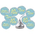 thumbnail image 1 of 10th Birthday Kisses Stickers, Ten Blue Kiss Labels for Boy Happy Birthday Party, Chocolate Drop Tabletop Decorations, Candy Not Included., 1 of 4