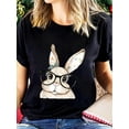 thumbnail image 1 of Bonita camiseta de conejo de Pascua para mujer, divertida camiseta de algodón con estampado de Pascua para verano, suave camiseta de manga corta para mujer, elegante y cómoda, camisetas gráficas, cami, 1 of 6